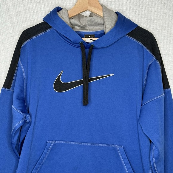 Nike Hoodie Mens Large Blue Sweatshirt Therma Fit Center Swoosh Logo - Picture 1 of 9